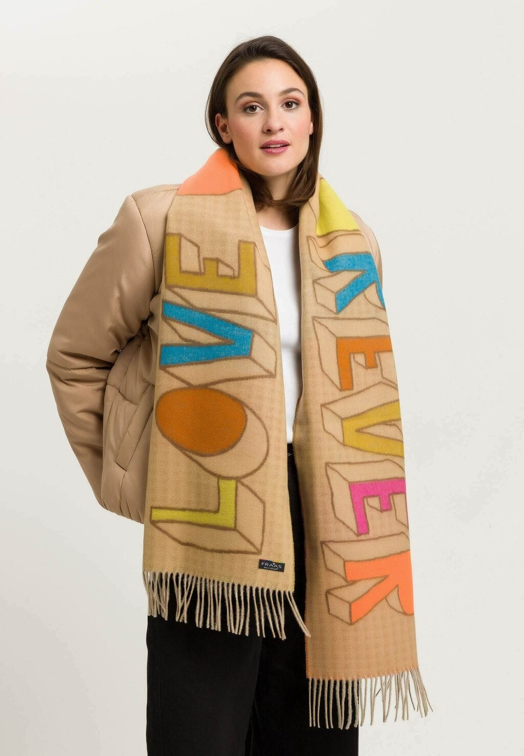 

Шарф LOVE FOREVER CASHMINK MADE IN GERMANY FRAAS, коричневый