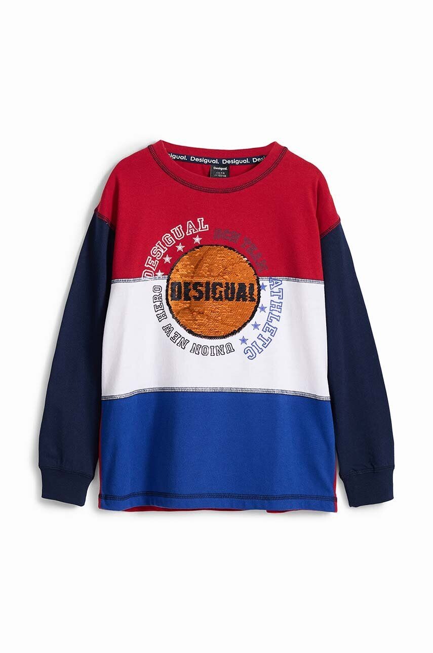 

Хлопковая рубашка Desigual с длинными рукавами для мальчиков, темно-синий