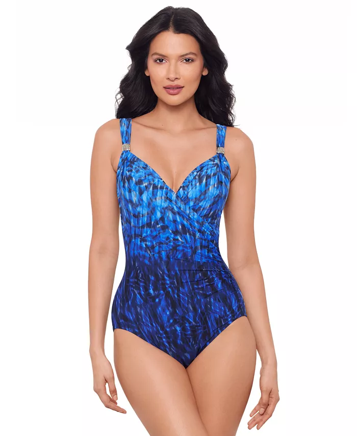 

Женский цельный купальник Paka Mayan Siren с чашками на косточках Miraclesuit, синий
