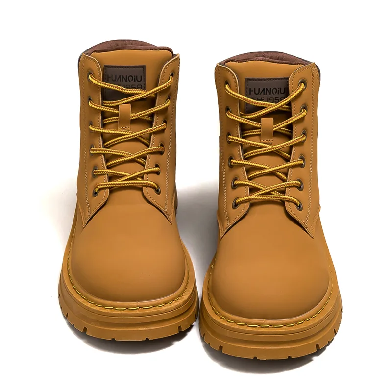HUANQIU Кожаные челси-ботинки на низком каблуке мужские earth yellow — фото 3