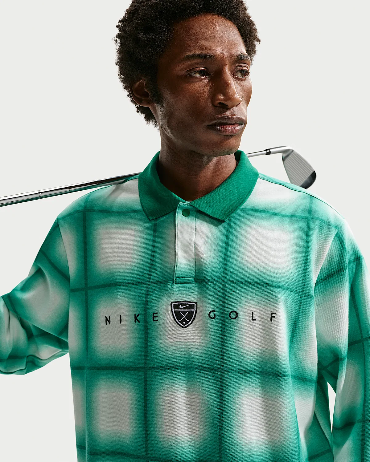 Мужское поло Nike Fairway Fresh Dri-FIT свободного кроя с длинным рукавом, Malachite/Malachite — фото 3