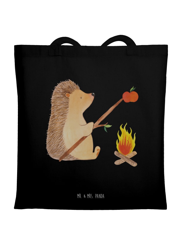 

Mr. & Mrs. Panda Черная сумка-переноска с изображением ежа на гриле, без надписи