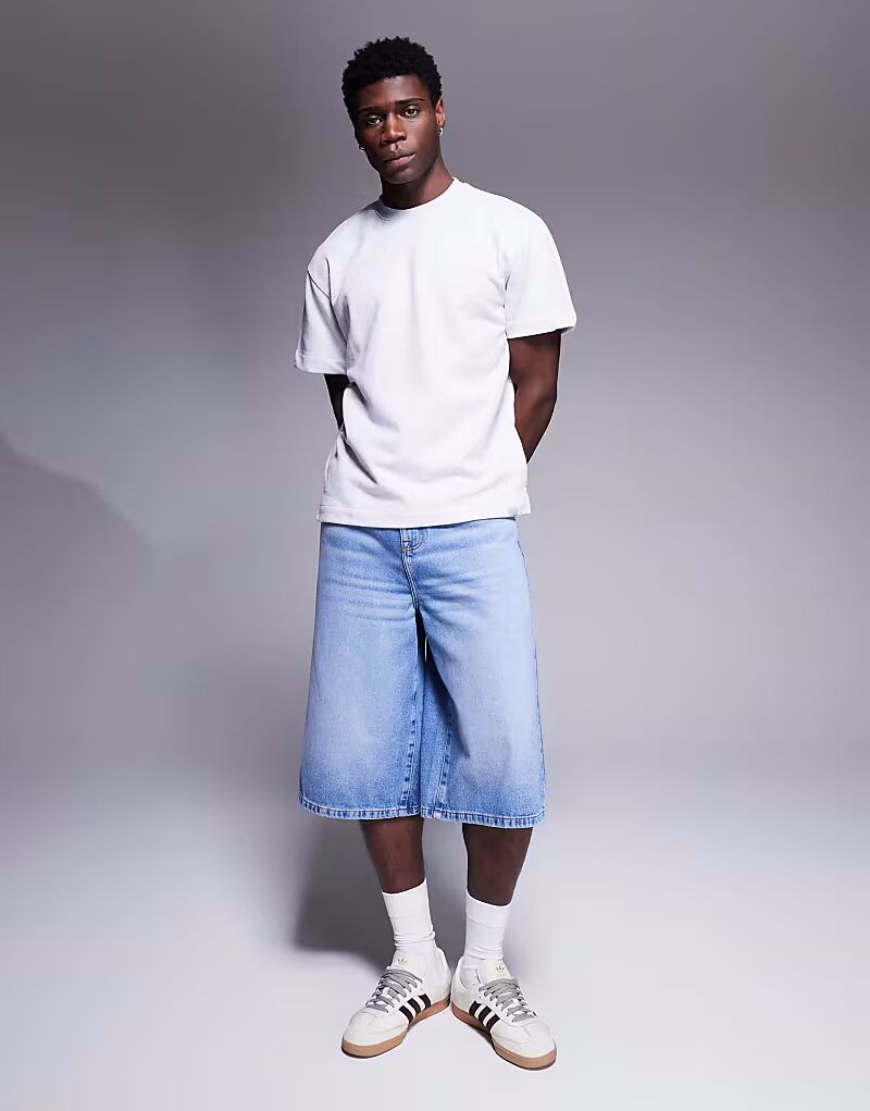

Удлиненные джинсовые шорты ASOS DESIGN светло-голубого цвета