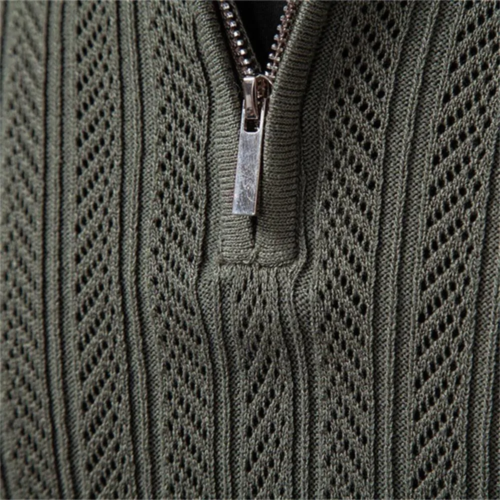 Мужской свитер с длинным рукавом и застежкой-молнией, slim fit, для осени и зимы — фото 2