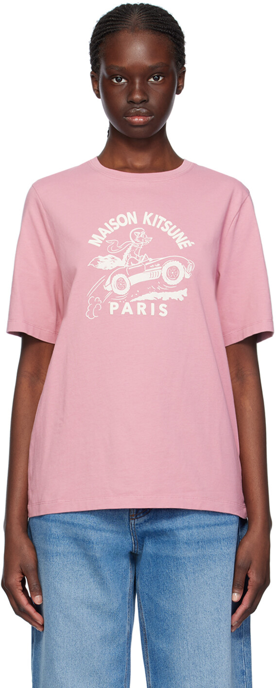 

Розовая футболка Racing Fox Maison Kitsune