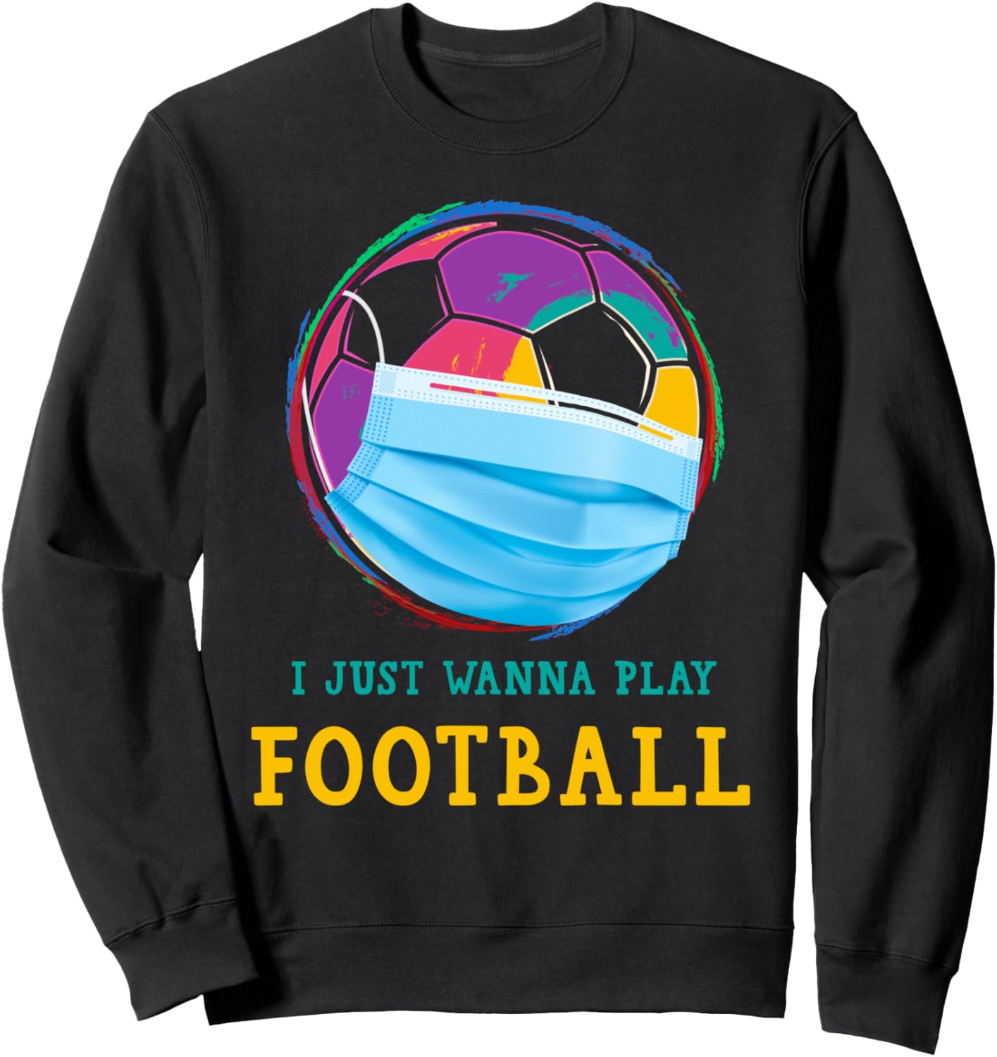 

Футболка с забавным рисунком футболиста и надписью «Я просто хочу играть в футбол» Just Wanna Play Soccer Tee Shirts, черный
