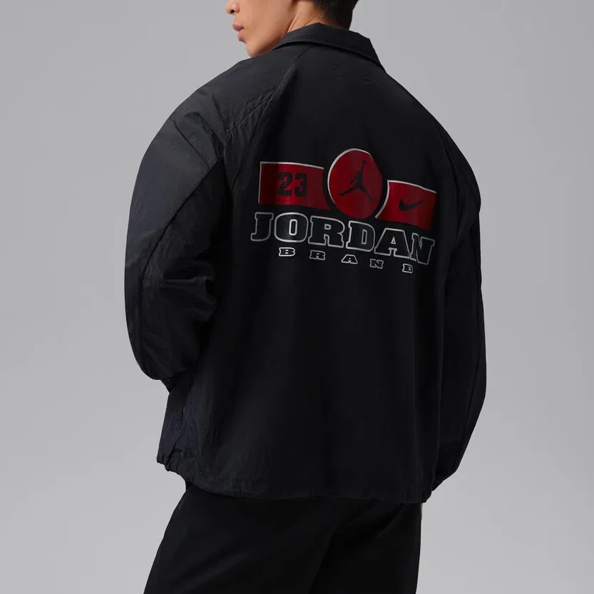 Куртка BRAND мужская, черная, с лацканами, умеренная Jordan, Black — фото 4