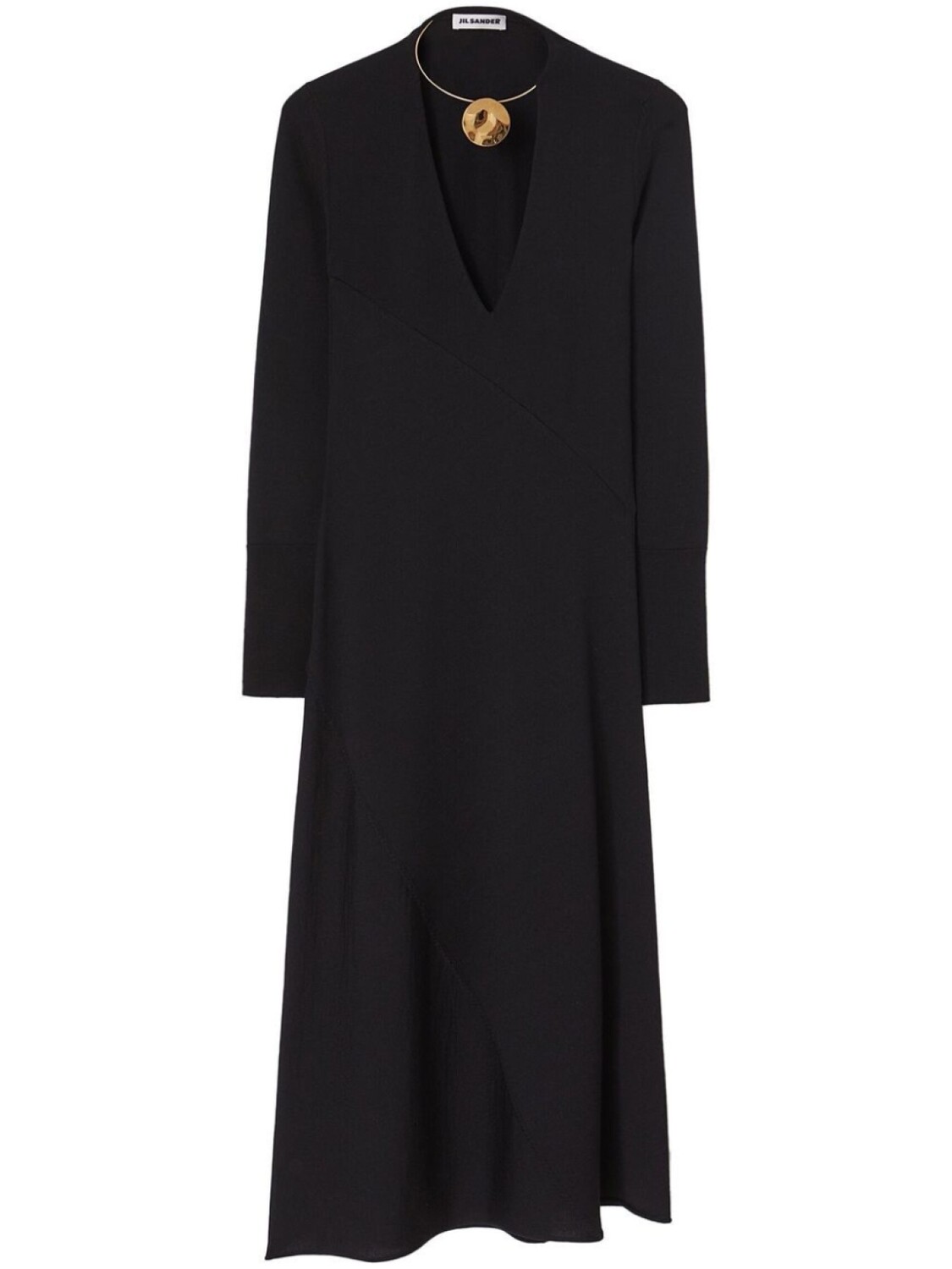 

Jil Sander декорированное платье миди, черный