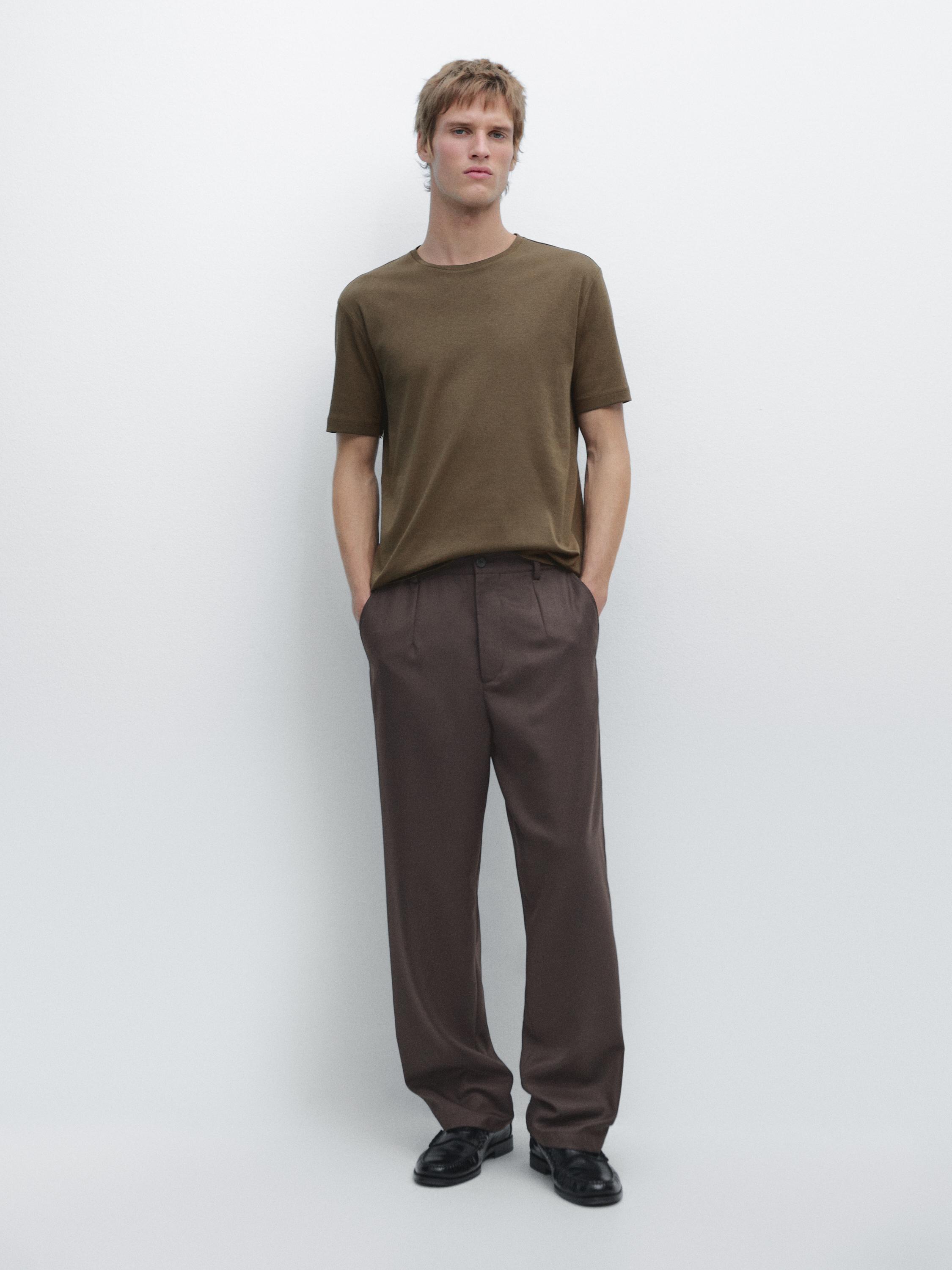 

Футболка с коротким рукавом из хлопковой смеси Massimo Dutti, medium khaki, Хаки, Футболка с коротким рукавом из хлопковой смеси Massimo Dutti, medium khaki