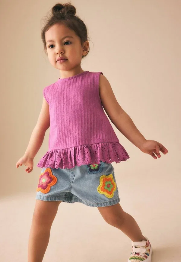 Джинсовые шорты прямого кроя Next, Mid Denim Crochet Flower