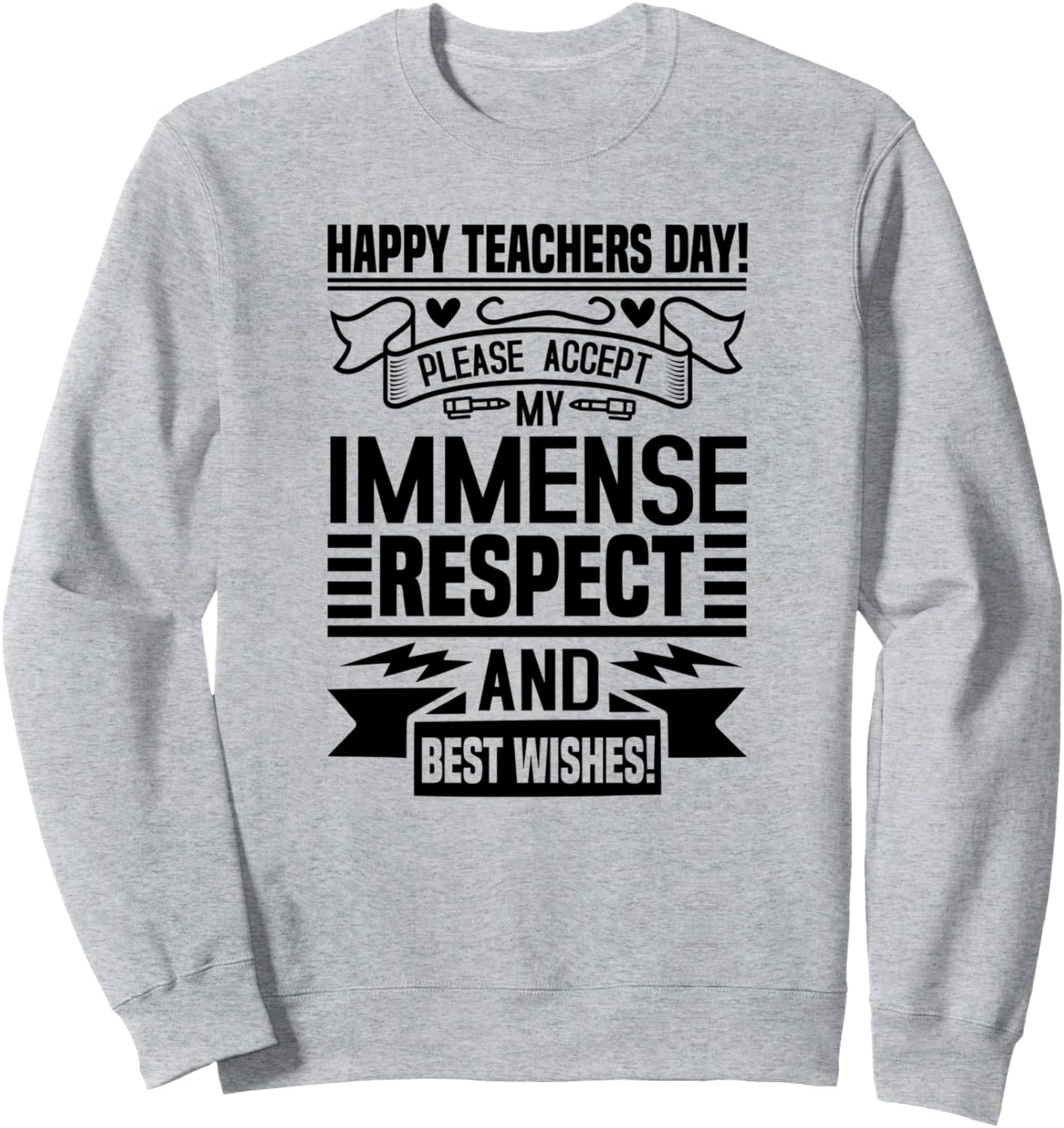 

Забавная толстовка для учителя Happy Teachers Day Please Accept My Respect, серый