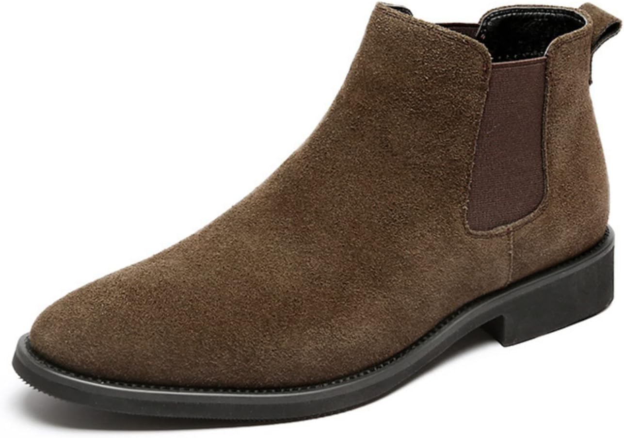 

Мужские кожаные высокие ботинки Челси, уютные замшевые формальные ботинки Чукка, формальные повседневные комфортные ботинки до щиколотки Vannida, коричневый
