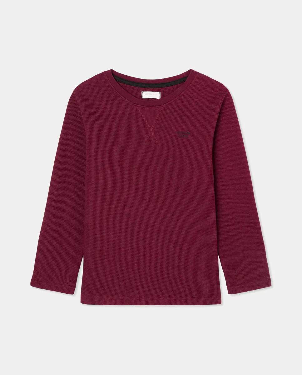 

Футболка для мальчика с длинными рукавами и рисунком кадриллы Cotton Juice, бордовый