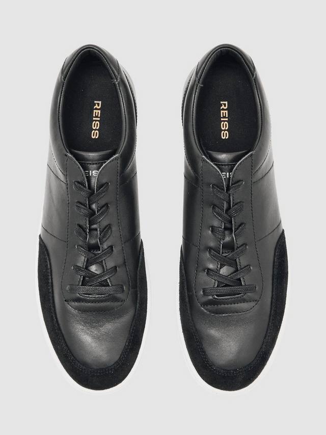Finton кожаные кроссовки на шнуровке Reiss, Black — фото 4