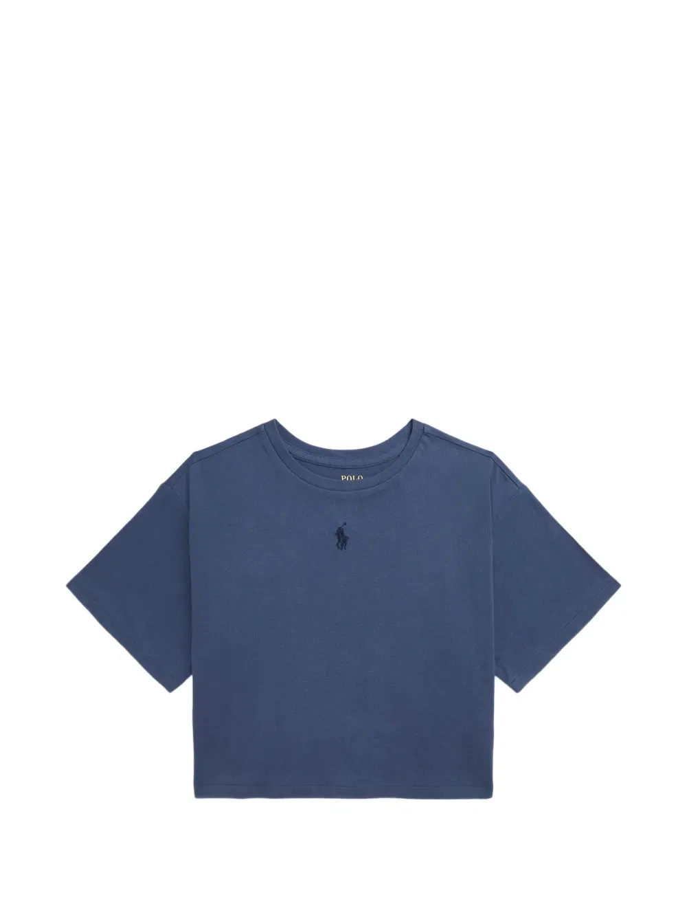 Укороченная футболка с вышитым логотипом Polo Ralph Lauren Kids, синий