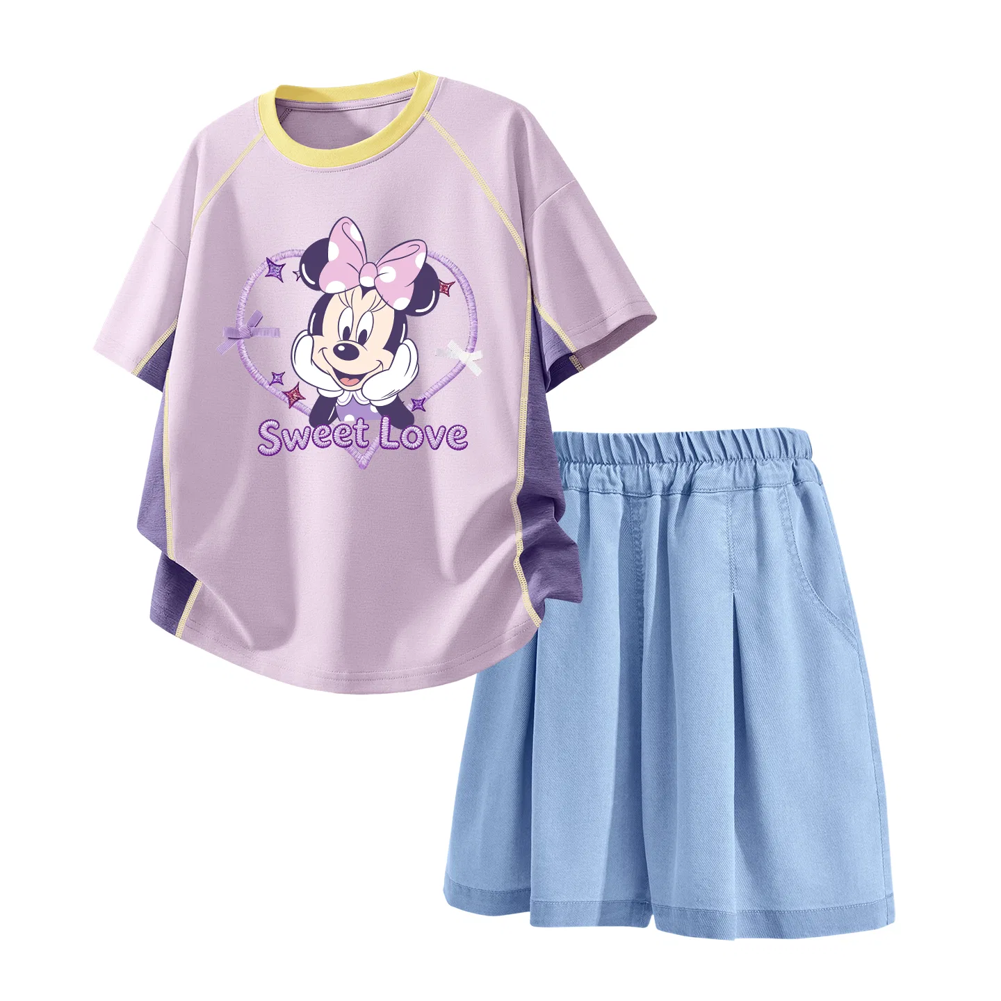 Детский спортивный костюм Disney Kids Casual Sportswear с принтом Dilemma Heart Purple и джинсами Light Blue
