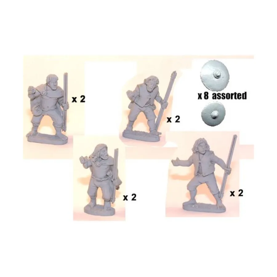 

Ирландские воины с копьями и баклерами, Historical Miniatures - Dark Ages - Irish (28mm) (Crusader Miniatures)