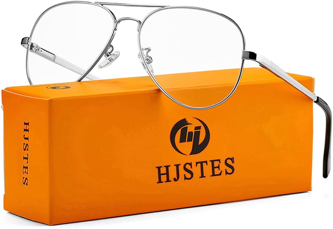 

Поляризованные солнцезащитные очки-авиаторы HJSTES для женщин и мужчин, классический дизайн, металлические линзы, зеркальная поверхность, 100% защита от УФ-излучения, диаметр 58 мм, A01 Silver Frame/Clear Lens