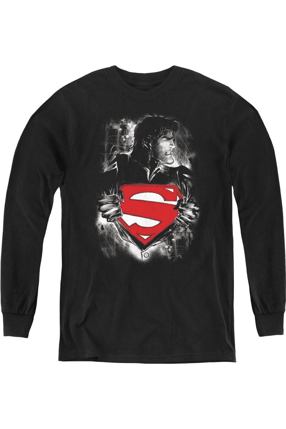 

Футболка с длинным рукавом Superman Darkest Hour для молодежи Gildan, черный
