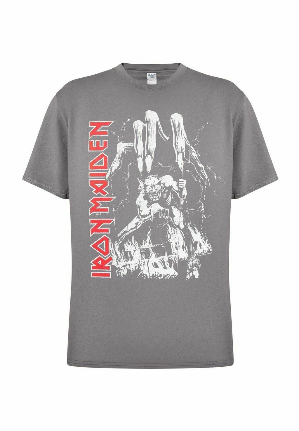 

Футболка с принтом IRON MAIDEN NUMBER OF THE BEAST BIG HAND rockshirts, серый