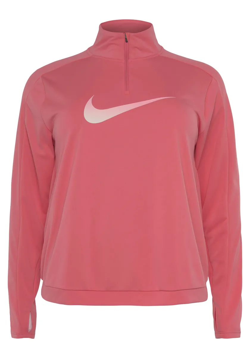 

Рубашка для бега Nike "Dri-FIT Swoosh Women's Top с длинным рукавом и молнией до половины (плюс)", цвет Orange