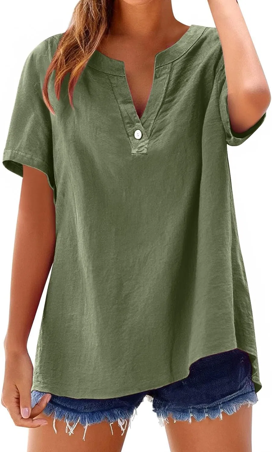 Блуза свободного кроя Loose Button Shirt Top, арбузный красный — фото 4