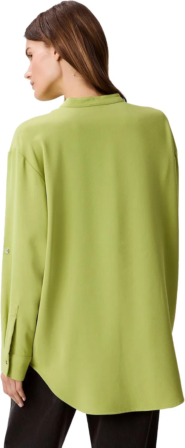 Блуза свободного кроя Crepe Relaxed Button Down Shirt, Calvin Klein, темно-салатовый — фото 2