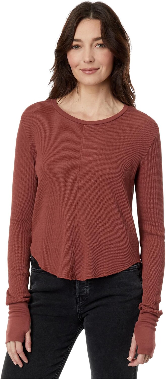 

Футболка bobi Los Angeles Crew Neck Crop Tee with Thumbhole, цвет Rustic
