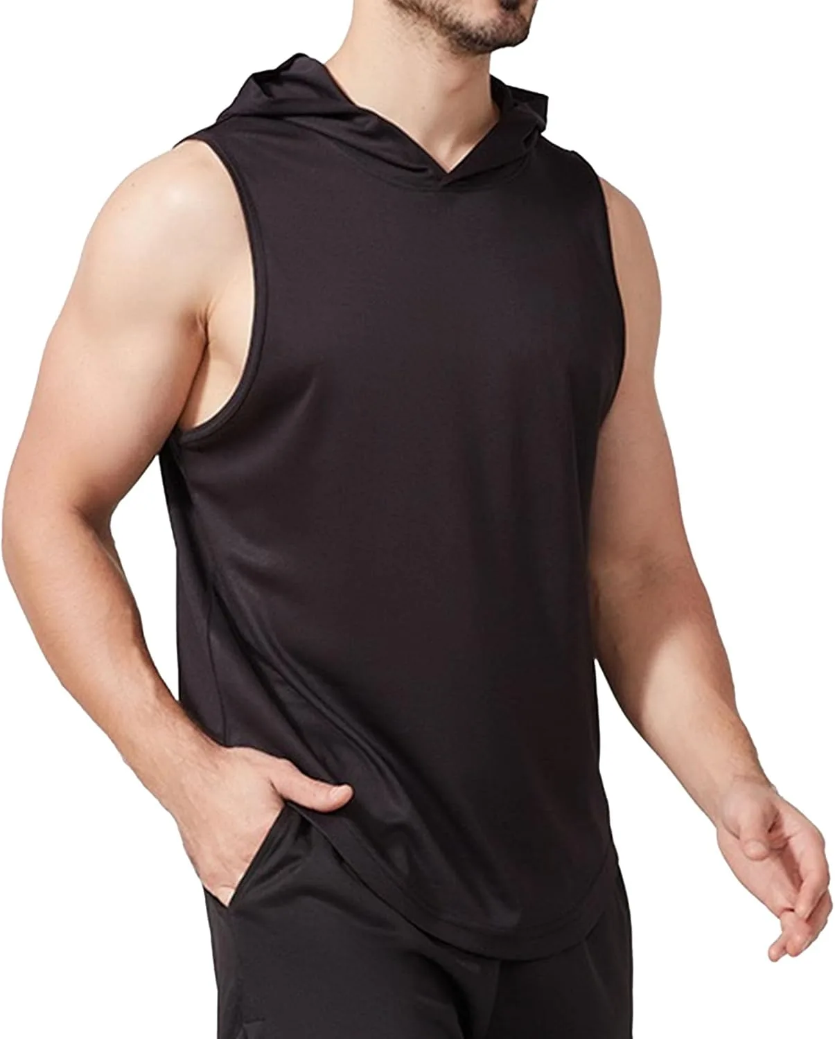 

Мужская тренировочная толстовка без рукавов с капюшоном VgueElegc