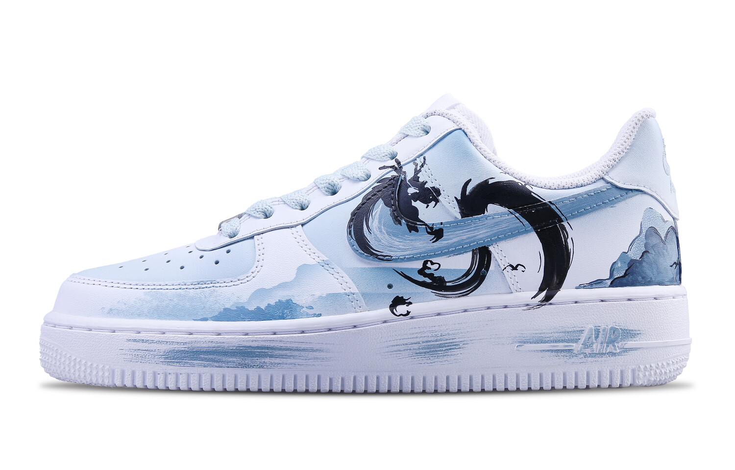 

Кроссовки Nike Air Force 1 Skateboarding Shoes Men Low-top Black, голубой, Синий, Кроссовки Nike Air Force 1 Skateboarding Shoes Men Low-top Black, голубой