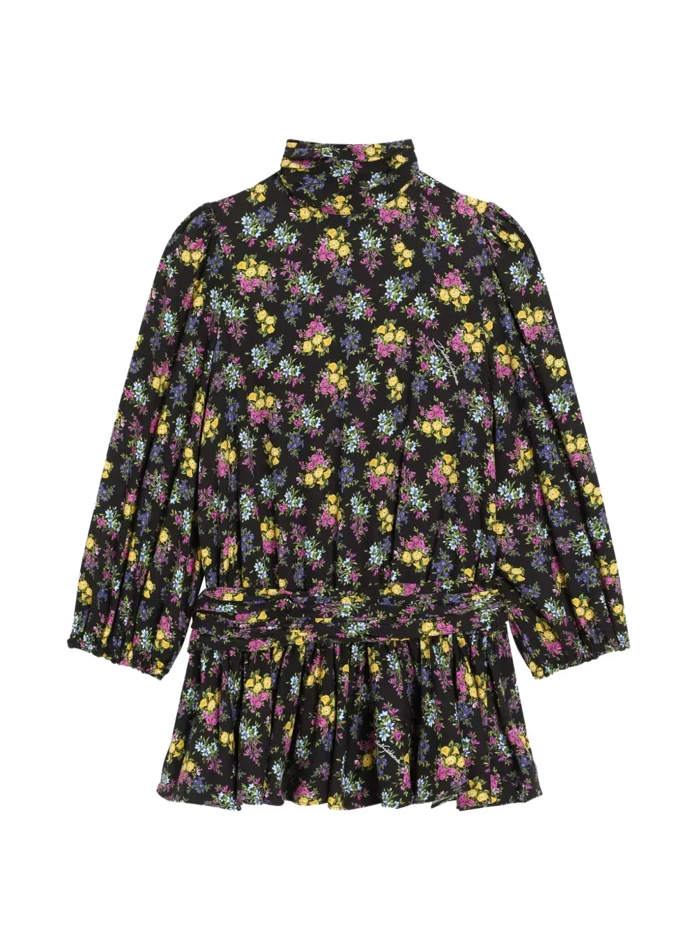 Платье с цветочным принтом Dolce & Gabbana Kids, черный