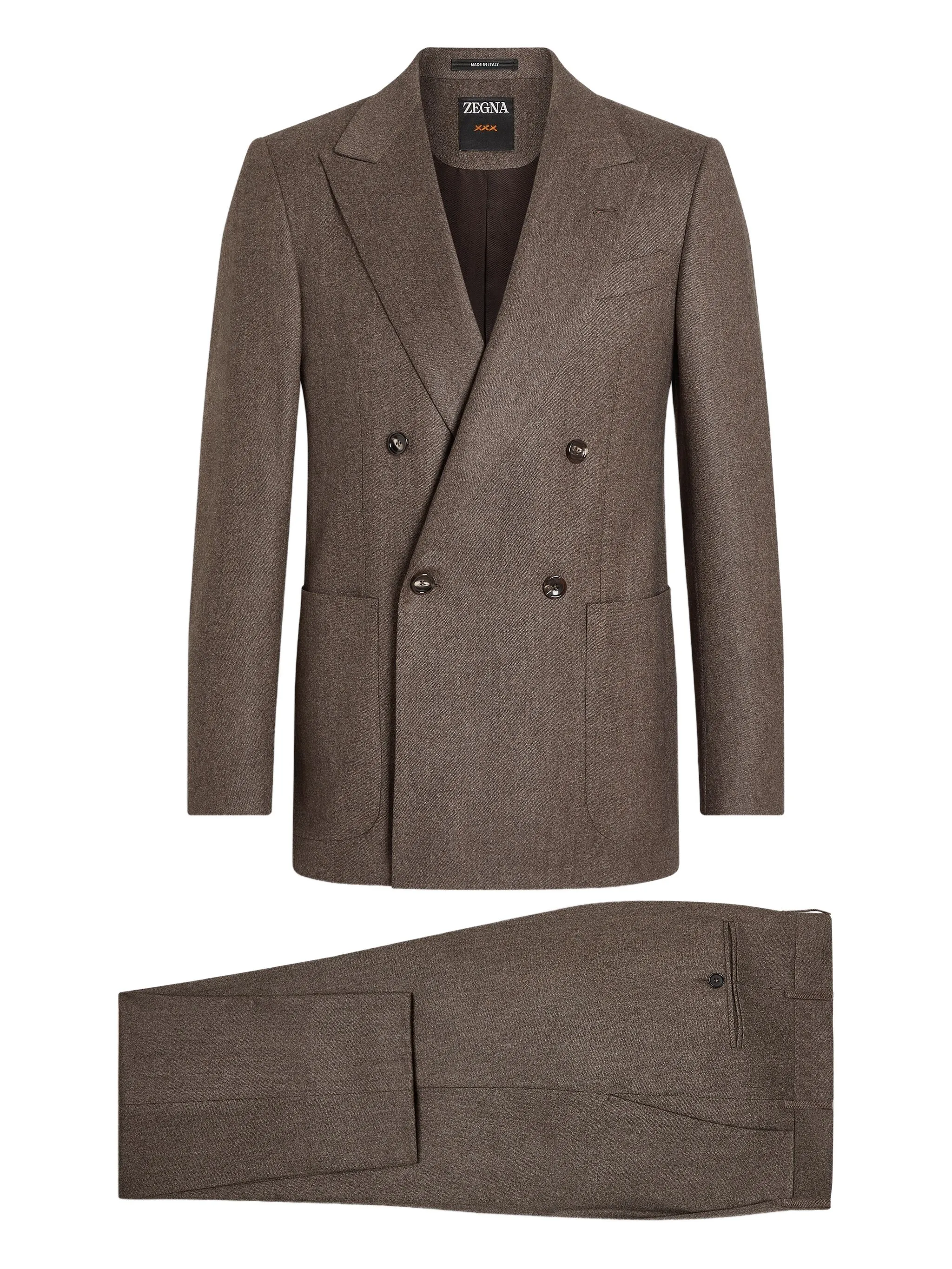 

Шерстяной костюм с двубортным пиджаком Zegna, коричневый