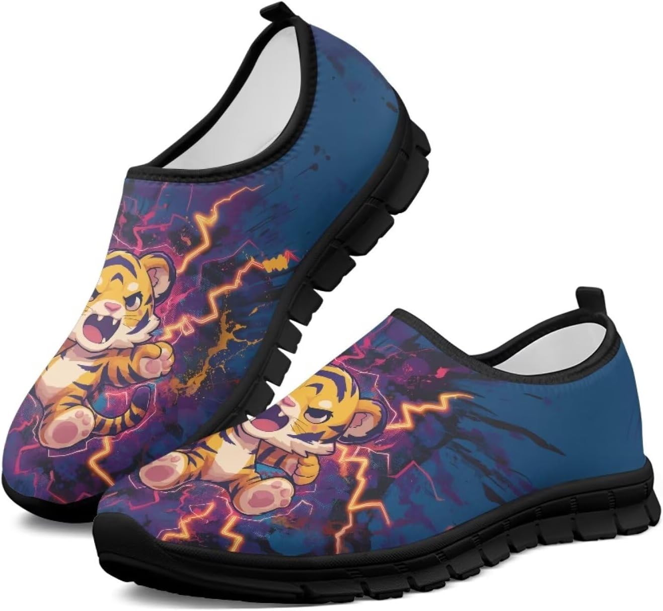 

Мужские слипоны на плоской подошве, повседневные кроссовки с удобной стелькой, дышащие спортивные туфли-лоаферы для мужчин Tomeusey, Cute Tiger