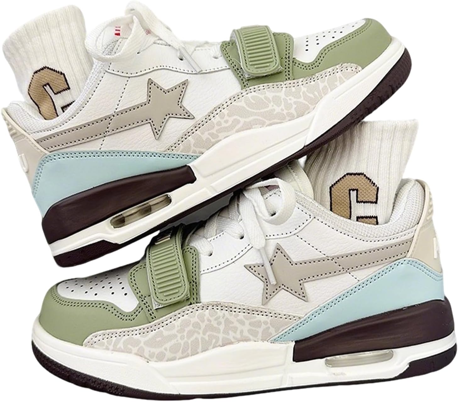 

Женские и мужские высокие кроссовки на платформе Star Chunky с воздушной подушкой, удобной толстой подошвой для повседневной уличной носки Zqw, белый/зеленый