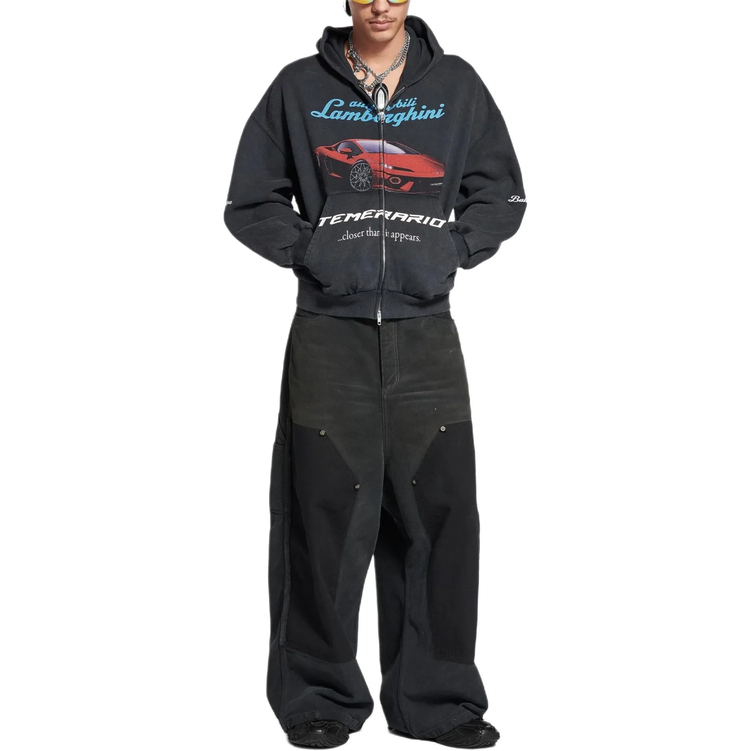 Ripped Off Baggy Jeans Balenciaga, черный — фото 4