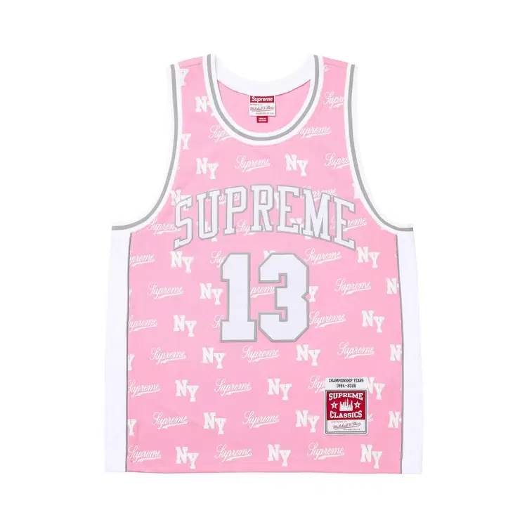 Футболка Supreme x Mitchell & Ness Monogram, розовый