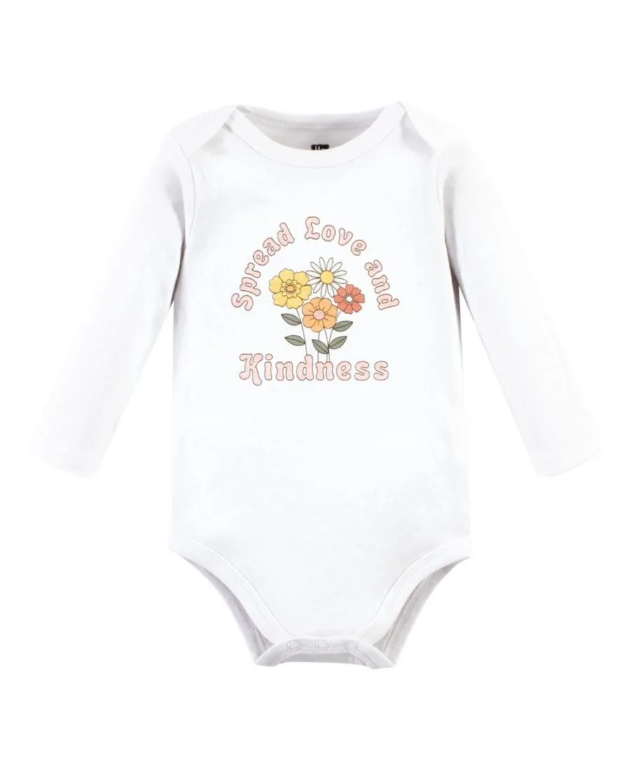 Комплект из 3 хлопковых боди с длинными рукавами Hudson Baby, Peace Love Flowers — фото 2