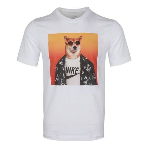 

Футболка с принтом шиба-ину с круглым воротником спортивные мужские Nike, белый