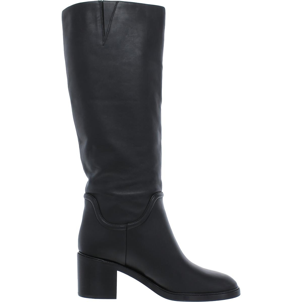 

Женские кожаные сапоги до колена без застежек Vince, цвет Black Leather