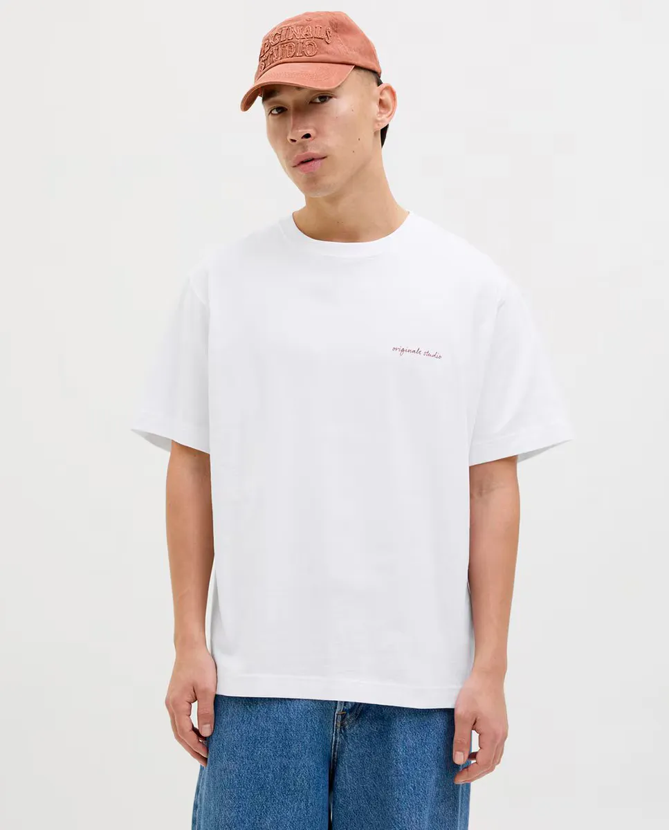 

Мужская футболка с коротким рукавом и рисунком на спине Jack & Jones, белый
