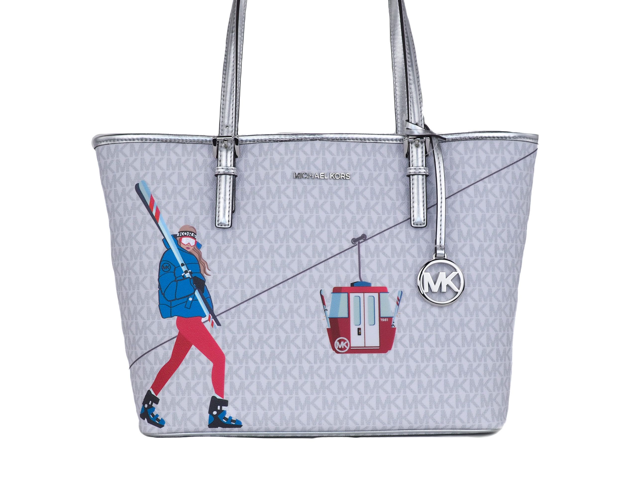 

Сумка-тоут через плечо Jet Set Girls Print Medium Signature PVC (ярко-белый, многоцветный) Michael Kors