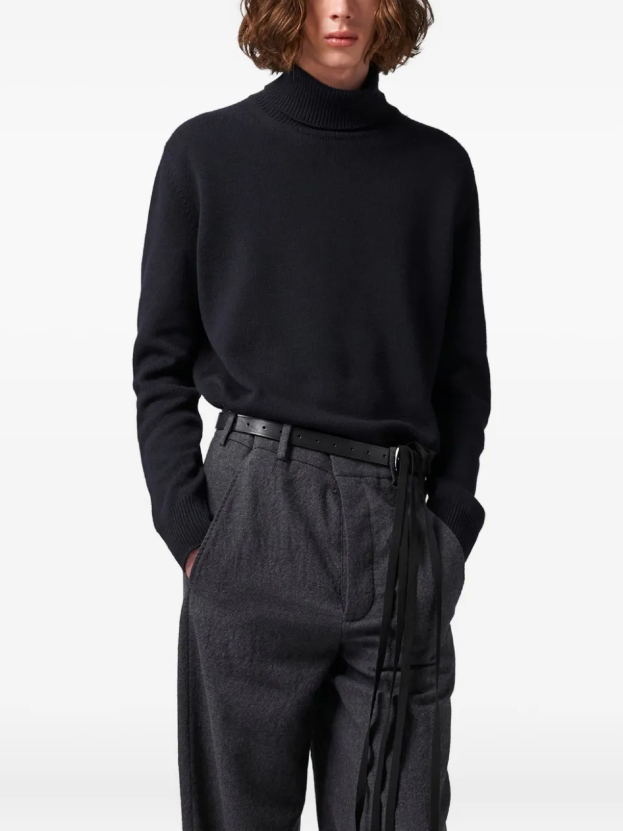 

Вязаный свитер Ann Demeulemeester с высоким воротником, черный