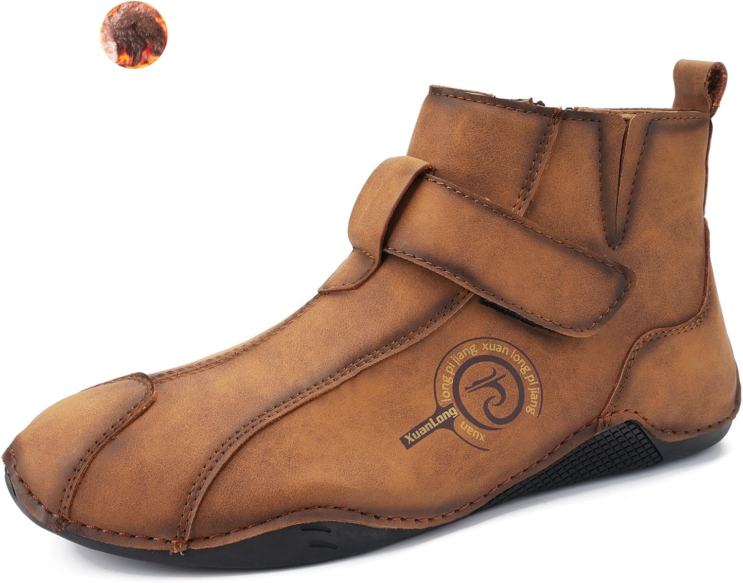 

Мужские итальянские водонепроницаемые кожаные ботинки-чукка Lossarye с боковой молнией, подкладкой из меха, удобные, с нескользящей подошвой, высокие ботинки для улицы, легкие, дышащие кроссовки для ходьбы, походов и вождения, коричневый