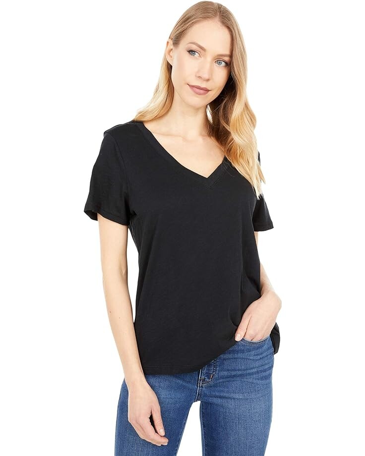 

Футболка Madewell Whisper Cotton V-Neck, цвет True Black