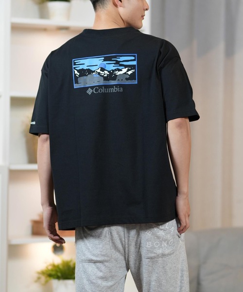 

Футболка Columbia оверсайз с коротким рукавом, защитой от УФ-излучения и принтом на спине, черный/синий