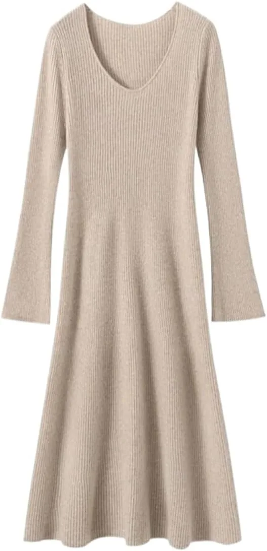 

Осенне-зимнее женское платье-пуловер из кашемира с круглым вырезом FSSNHQHCJ