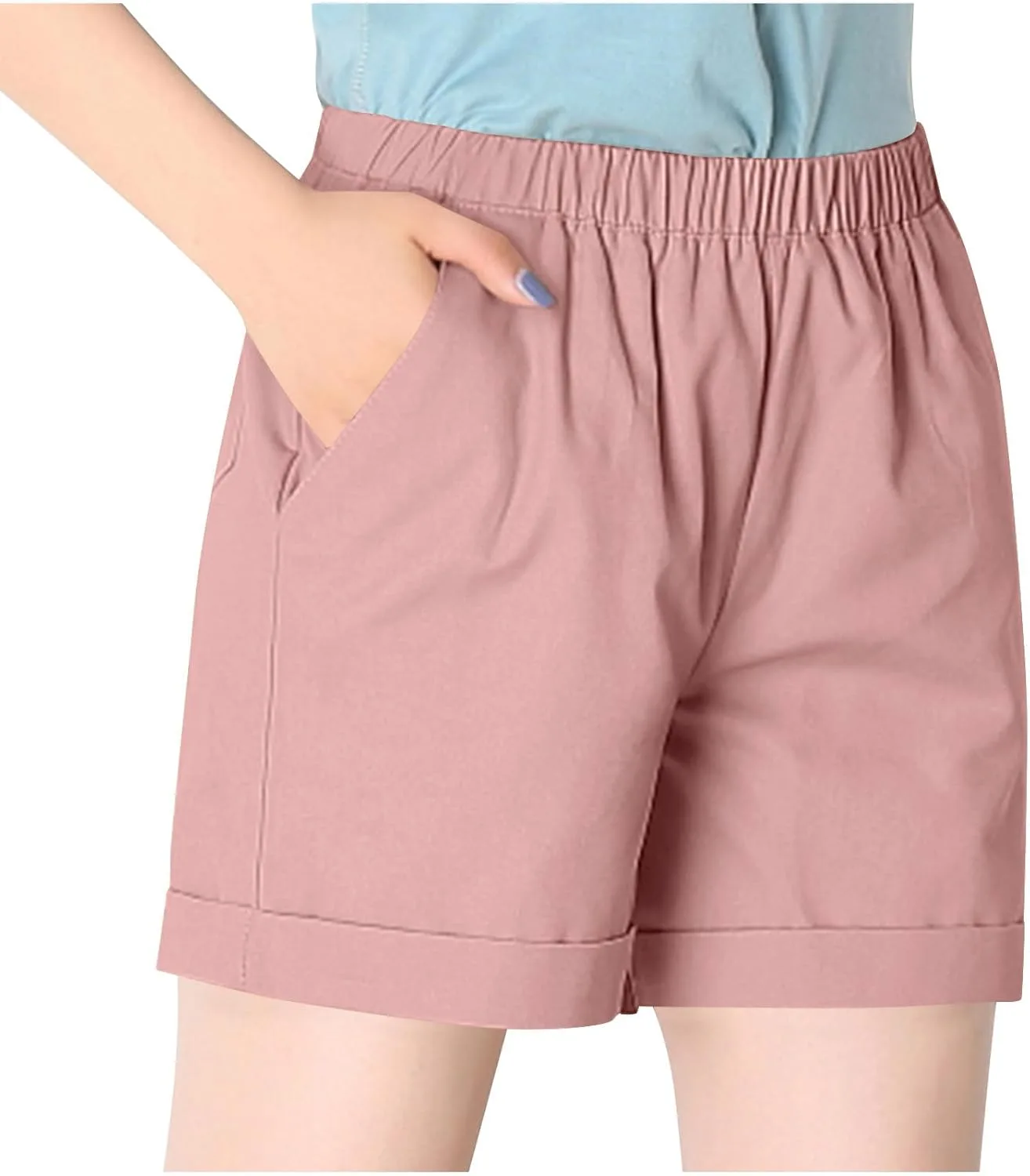 Женские шорты Plus Size с высокой талией и эластичным поясом