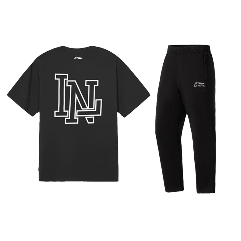 

LINING Повседневный спортивный костюм унисекс из двух предметов белый черный