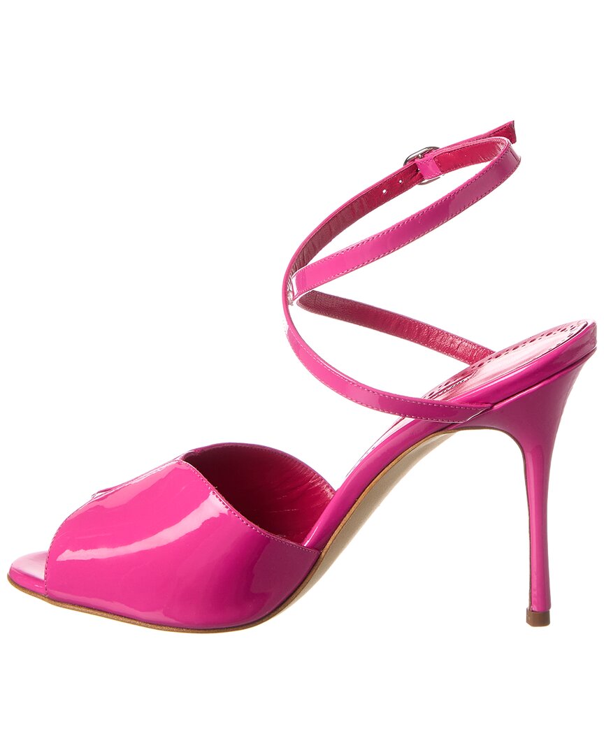 Лакированные сандалии Manolo Blahnik Hourani 100, розовый — фото 2