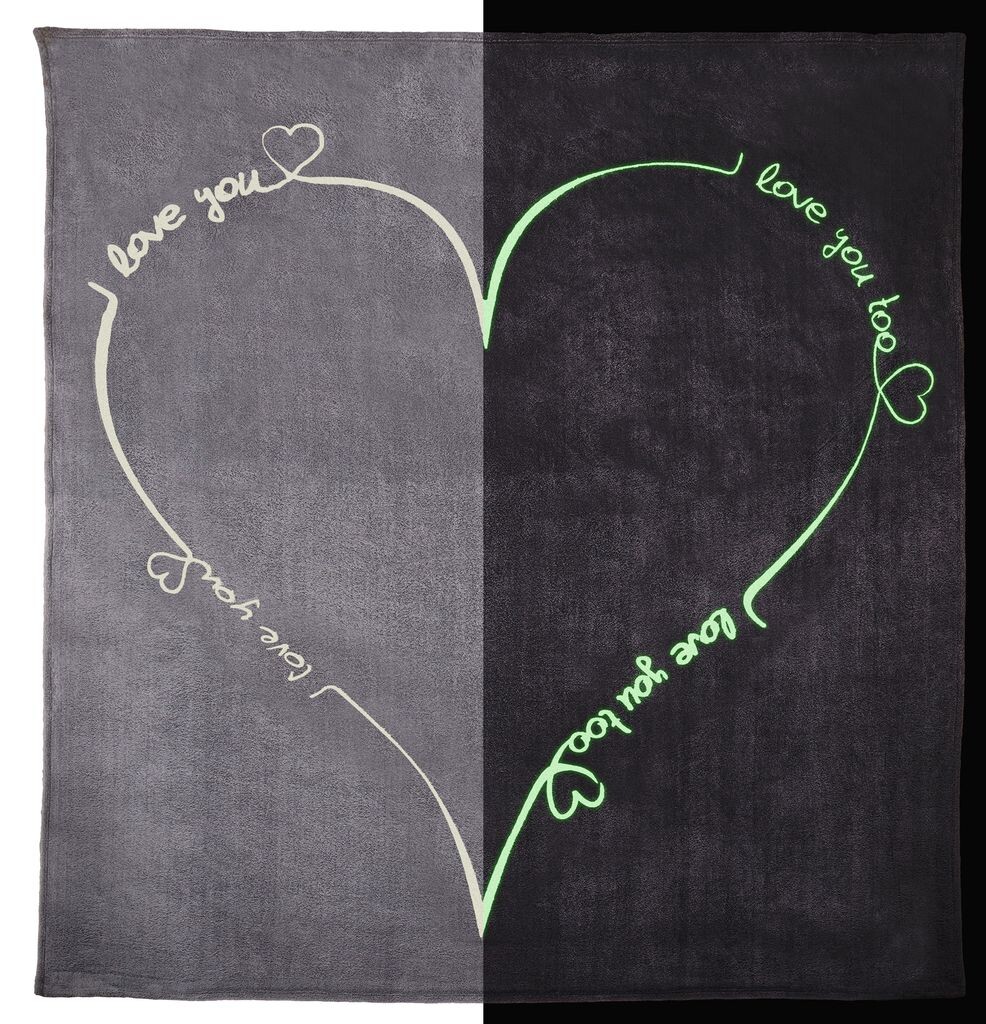 

Мягкое покрывало Love You Heart Grey Светится в темноте Cuddly Fluffy, Размер: 220x240 см One-Home, серый